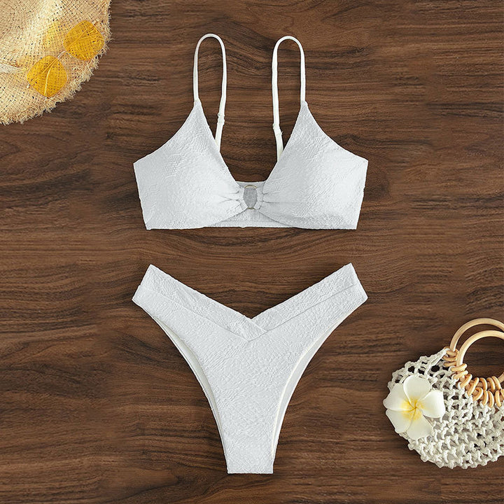 Damen Triangel-Bikini mit elegantem Knoten-Design und hohem Beinausschnitt Drune