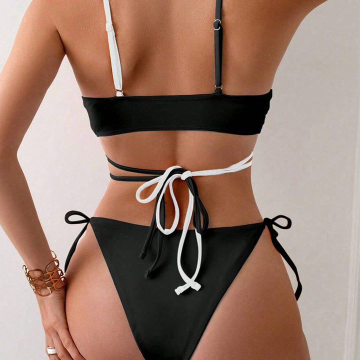 Damen Bikiniset mit verstellbaren Trägern und sexy Schnürdetails Drune