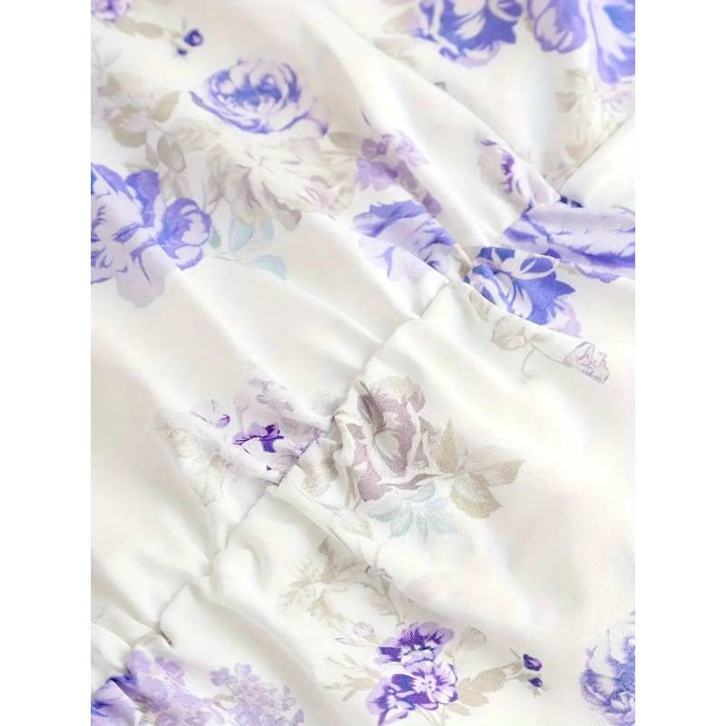 Damen Minikleid mit floralen Rüschendetails und taillierter Silhouette Drune