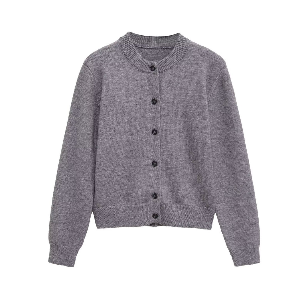 Damen Strickjacke mit Knopfverschluss und elastischem Bund Drune