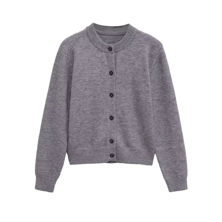 Damen Strickjacke mit Knopfverschluss und elastischem Bund Drune