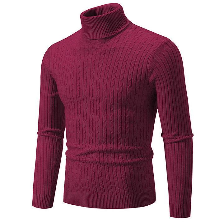 Herren Pullover mit hohem Kragen und strukturiertem Zopfmuster Drune
