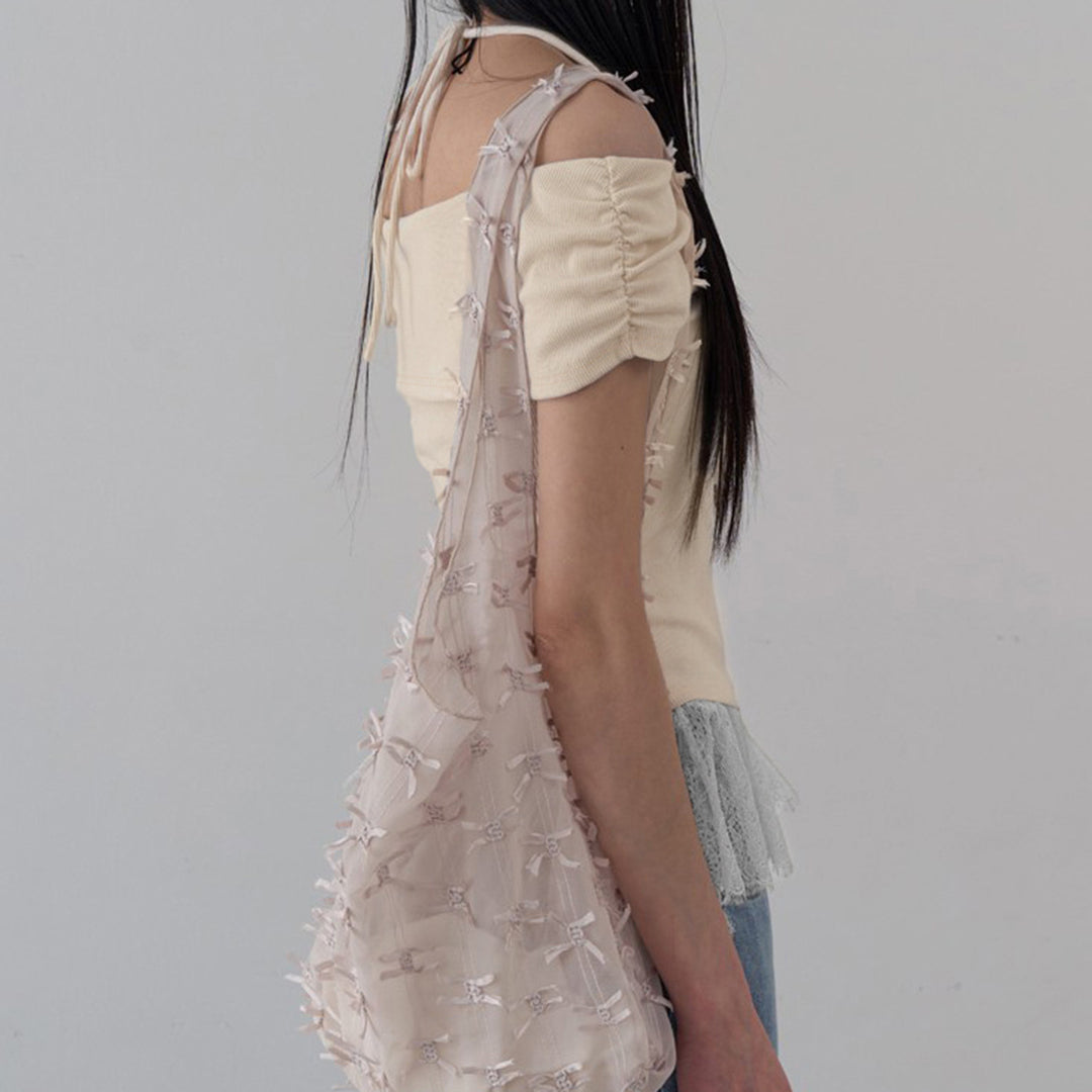 Damen Off-Shoulder Oberteil mit Rüschensaum Drune