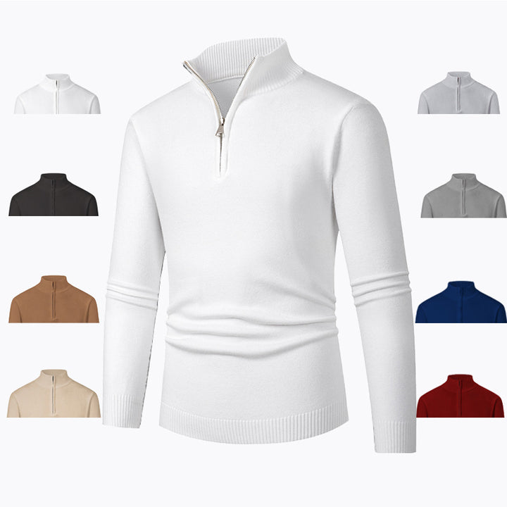 Herren Pullover mit hohem Kragen und Reißverschluss Drune