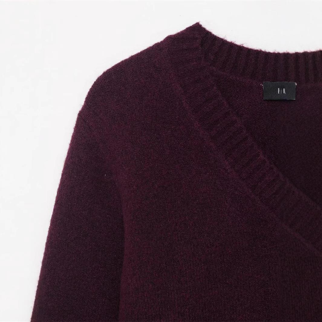 Damen V-Ausschnitt Strickpullover aus hochwertiger Baumwollmischung Drune