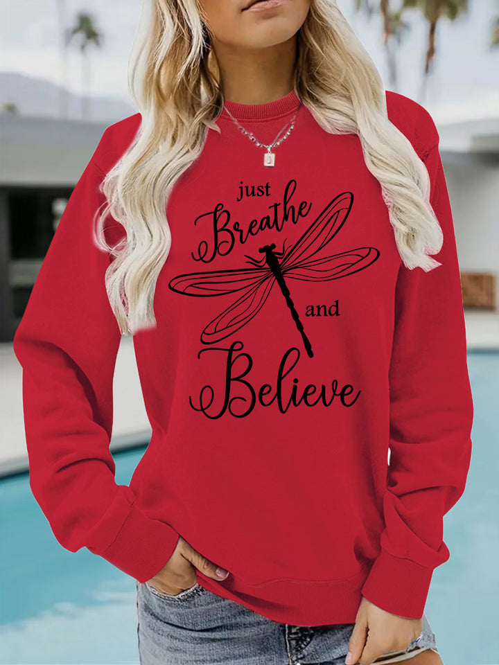 Damen Sweatshirt mit inspirierendem Drachenfliegen-Motiv und lässigem Schnitt Drune