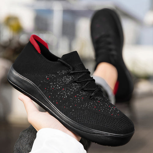 Herren nan urbaner Strick-Sneaker mit elastischem Maschenkragen, stoßdämpfender EVA-Sohle und Zugschlaufe Drune