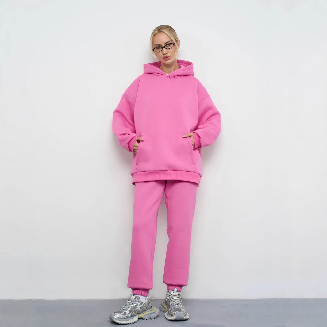 Damen gemütliches Sweat-Set mit Kapuze und weitem Schnitt Drune
