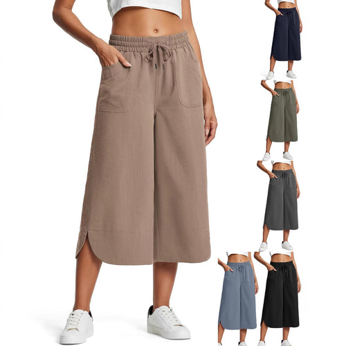 Damen lässige Culotte mit elastischem Bund und praktischen Seitentaschen Drune