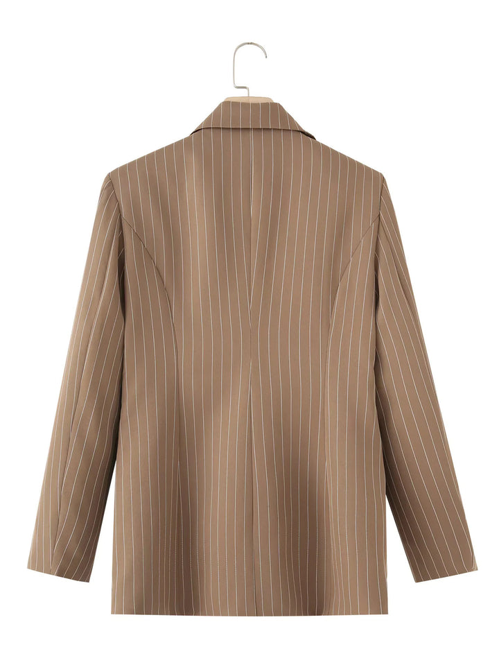 Damen modische Blazerjacke mit asymmetrischem Kragen und eleganten Nadelstreifen Drune