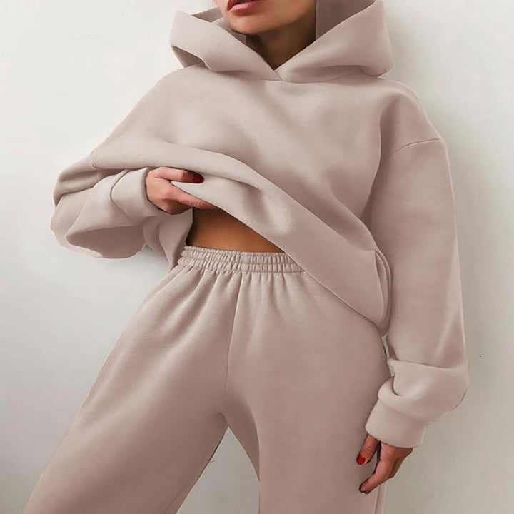 Damen gemütliches Hoodie- und Jogginghose-Set Drune