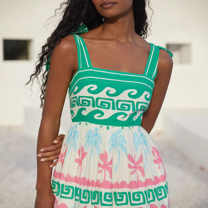 Damen Sommerliches Maxikleid mit einzigartigem grafischem Muster und praktischen Taschen Drune