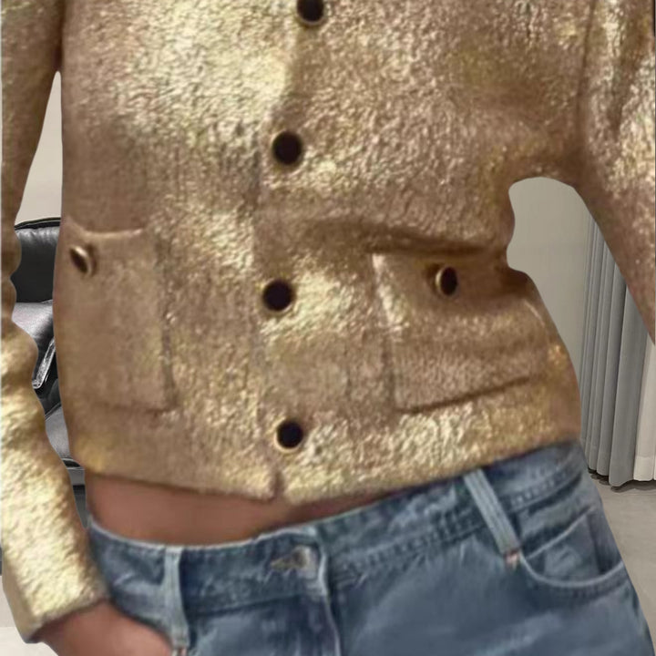 Damen Elegante Strickjacke mit luxuriösem Glitzer und praktischen Taschen Drune