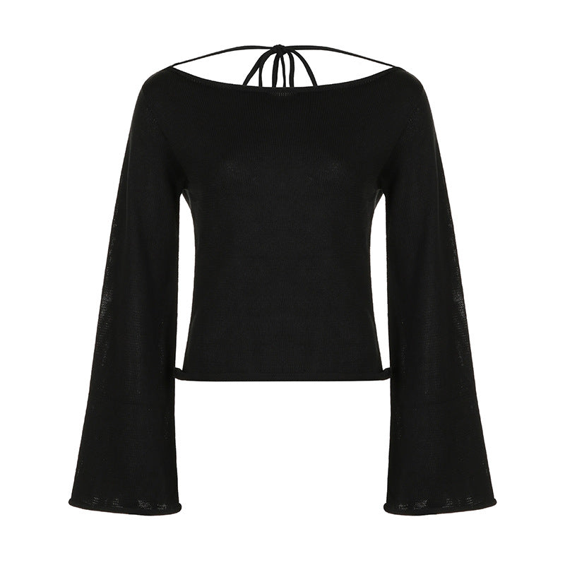 Drune | Knitted sweater with bell sleeves and lace