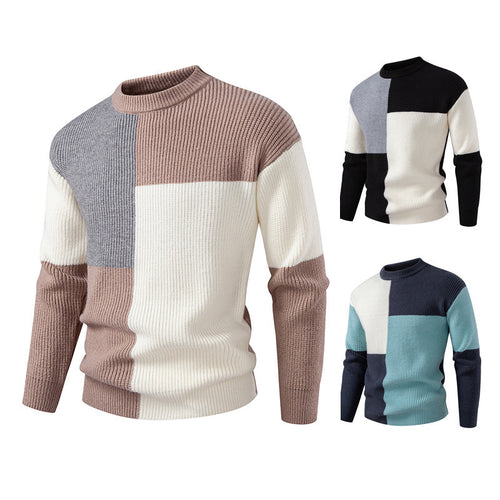 Herren farbenfroher Strukturpullover mit modernem Schnitt und Rundhalsausschnitt Drune