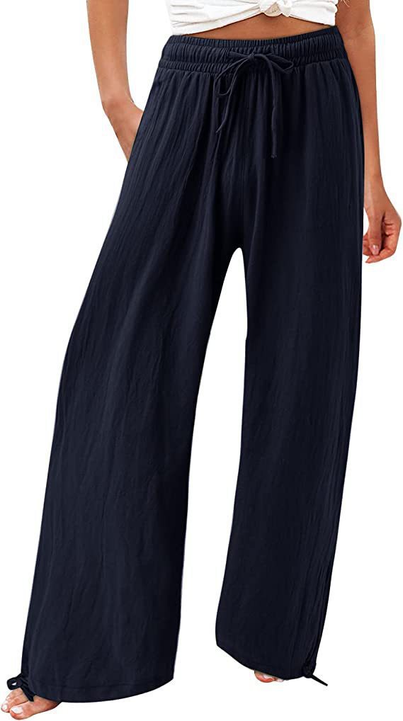Damen Weite Sommerhose aus leichtem Material mit verstellbarem Bund Drune