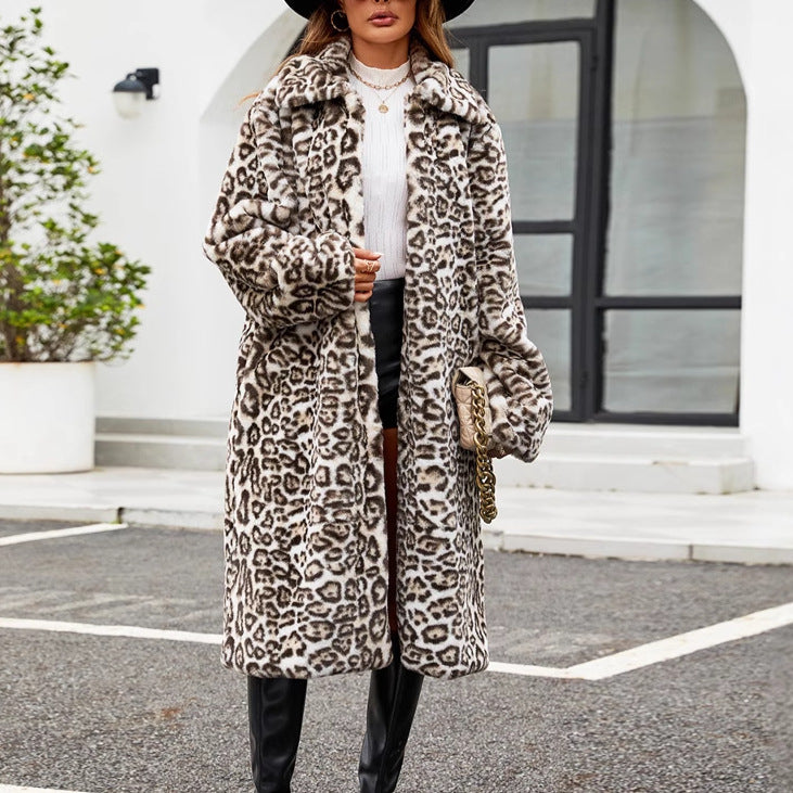 Damen Eleganter Kunstpelzmantel Drune