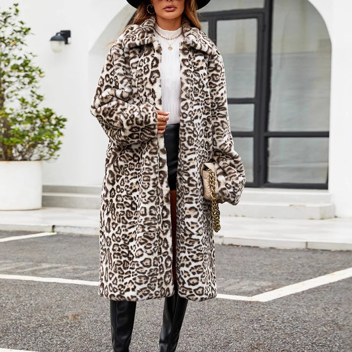 Damen Eleganter Kunstpelzmantel Drune
