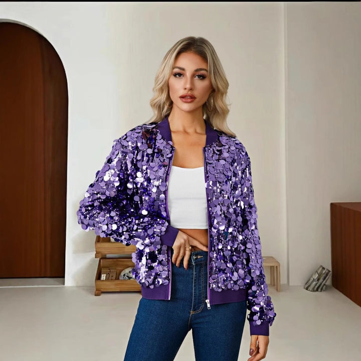 Damen Pailletten-Bomberjacke mit sportivem Schnitt Drune