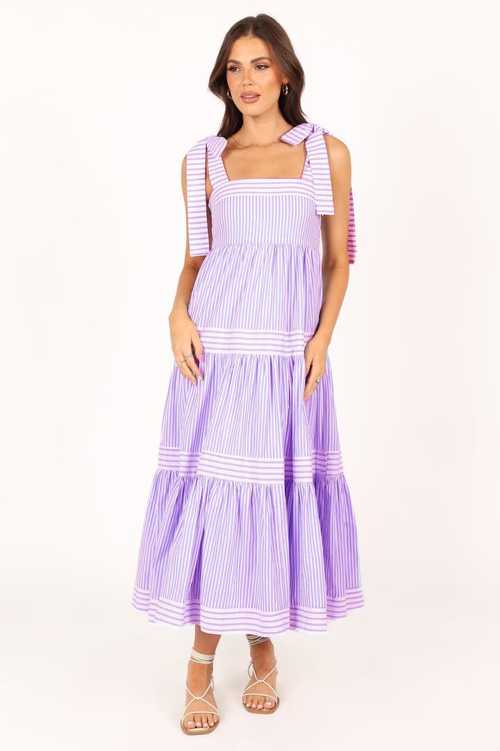 Damen Maxikleid mit verstellbaren Trägern und Rüschendetails Drune