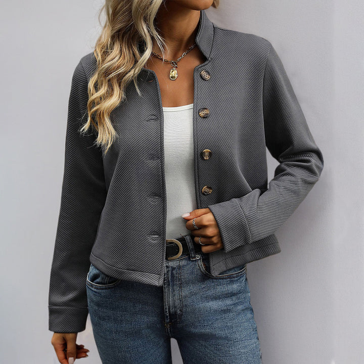 Damen Kurzjacke mit strukturiertem Stoff und modischen Knöpfen Drune