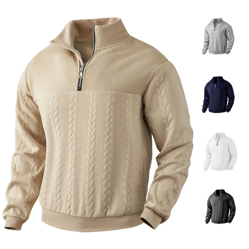 Herren Sweatshirt mit halbhohem Reißverschluss und strukturiertem Design Drune