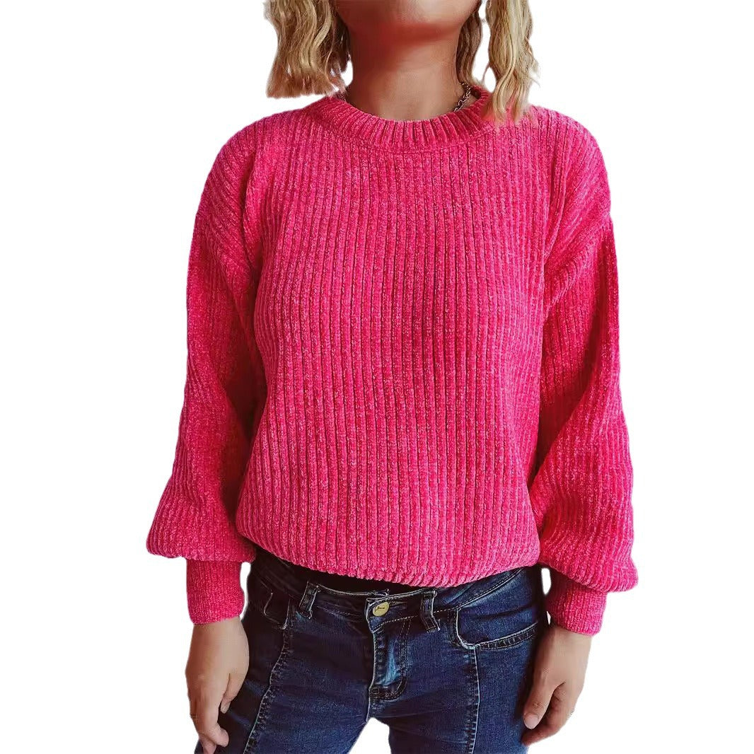 Damen gemütlicher Grobstrickpullover mit weiten Ärmeln und strukturiertem Design Drune