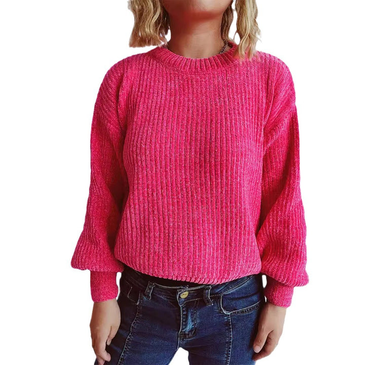 Damen gemütlicher Grobstrickpullover mit weiten Ärmeln und strukturiertem Design Drune