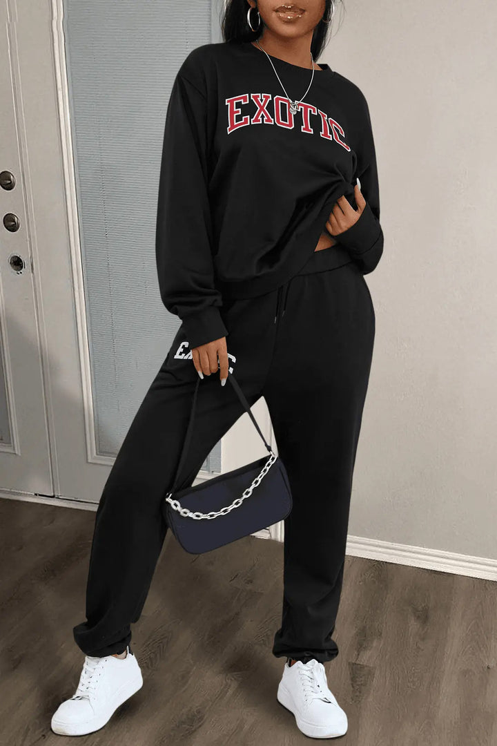 Damen Sportliches Sweatshirt und Jogginghose Set Drune