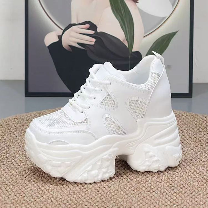 Damen modische Chunky Sneakers mit hoher Plateausohle und atmungsaktivem Mesh-Drune