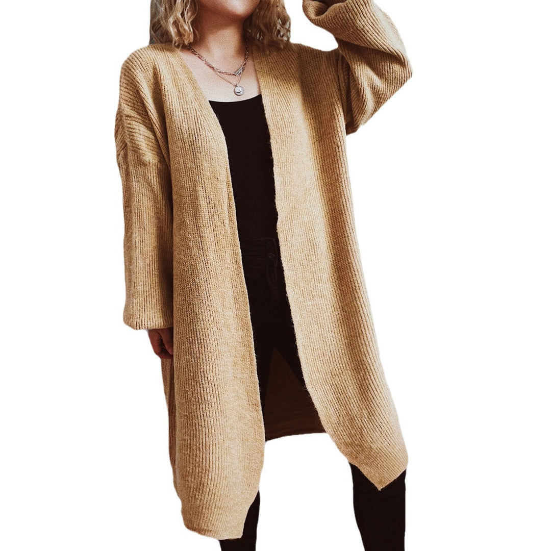 Damen lässiger Strickcardigan mit lässigen Oversize-Ärmeln und offenem Schnitt Drune