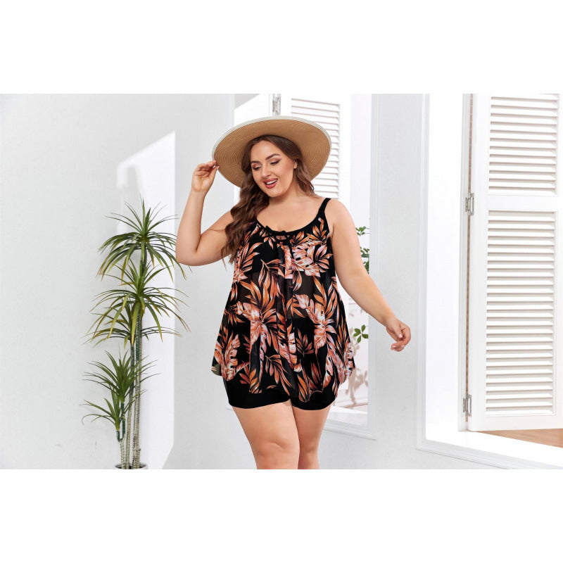 Damen Tankini-Set mit floralem Oberteil und figurbetonendem Unterteil Drune