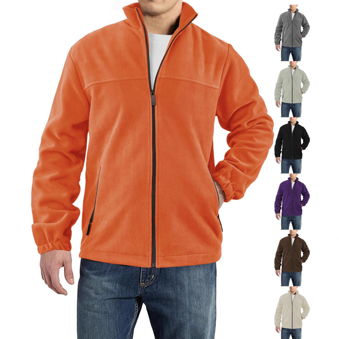 Herren nan warme Fleecejacke mit Reißverschluss, Stehkragen und Reißverschlusstaschen Drune