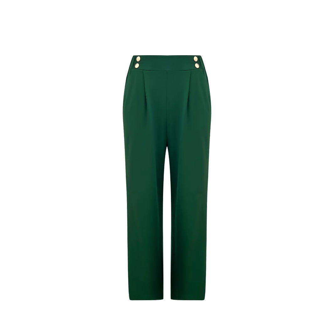 Damen Weitgeschnittene Hochtaillenhose mit eleganten Knopfdetails Drune