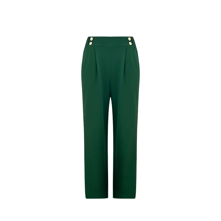 Damen Weitgeschnittene Hochtaillenhose mit eleganten Knopfdetails Drune