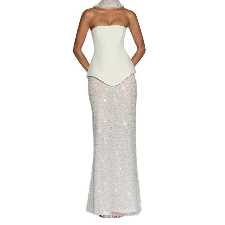 Damen Elegantes Abendkleid mit schimmerndem Oberteil und figurbetontem Rock Drune