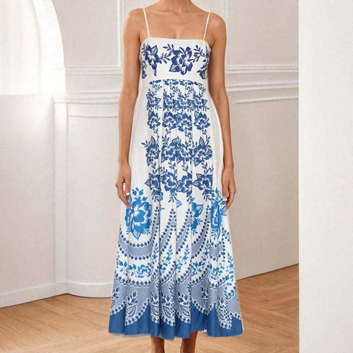 Damen Maxi-Kleid mit elegantem floralen Design und schwingendem Rock Drune