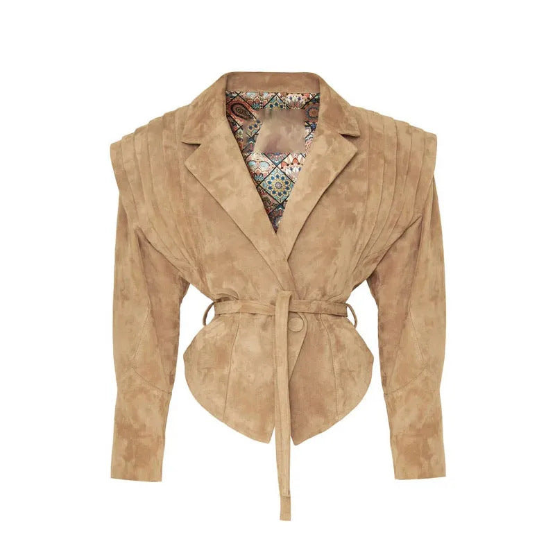 Damen Modischer und taillierter Wildlederblazer Drune