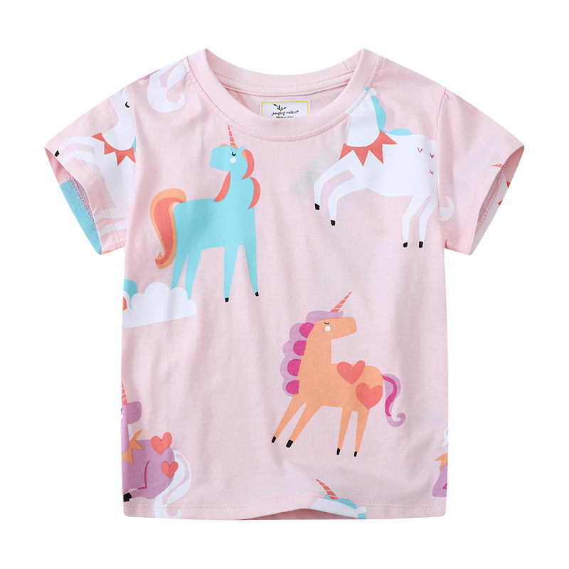 Mädchen T-Shirt mit buntem Einhorn-Design Drune