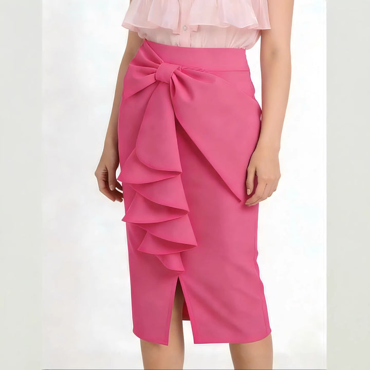 Damen Figurbetonter Midi-Rock mit elegantem Schleifendetail Drune