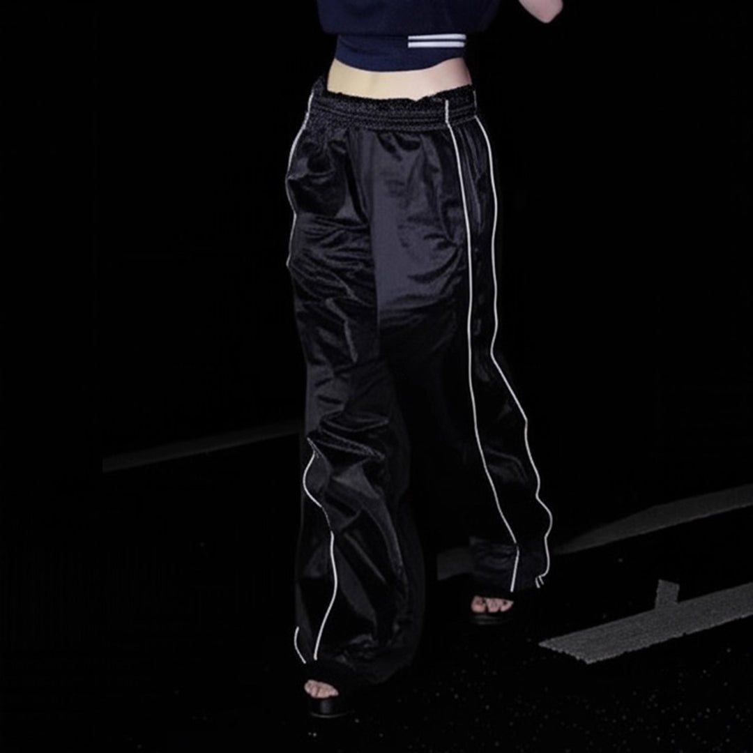 Damen Trendige Relaxed Fit Sporthose mit elastischem Bund und seitlichen Reißverschlüssen Drune