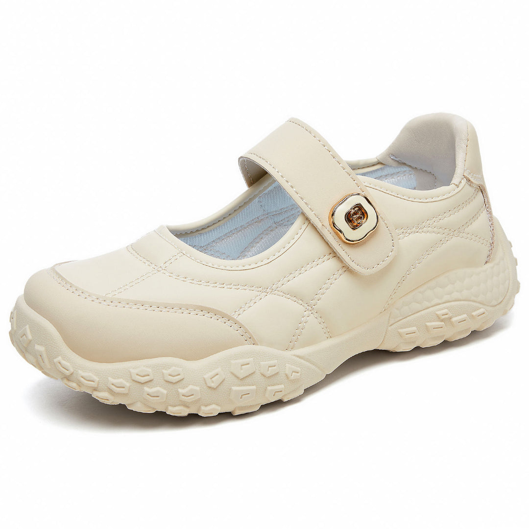 Damen nan sportive Mary-Jane Freizeitschuh mit verstellbarem Klettverschluss, gepolstertem Knöchelkragen und profiliertem Outdoor-Laufsohlen-System Drune