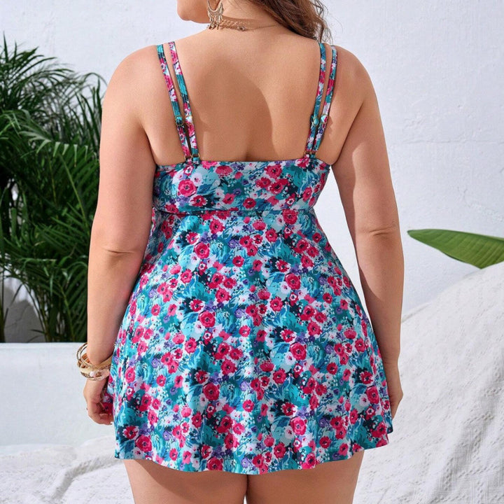 Damen Badekleid mit floralem Design und verstellbaren Trägern Drune