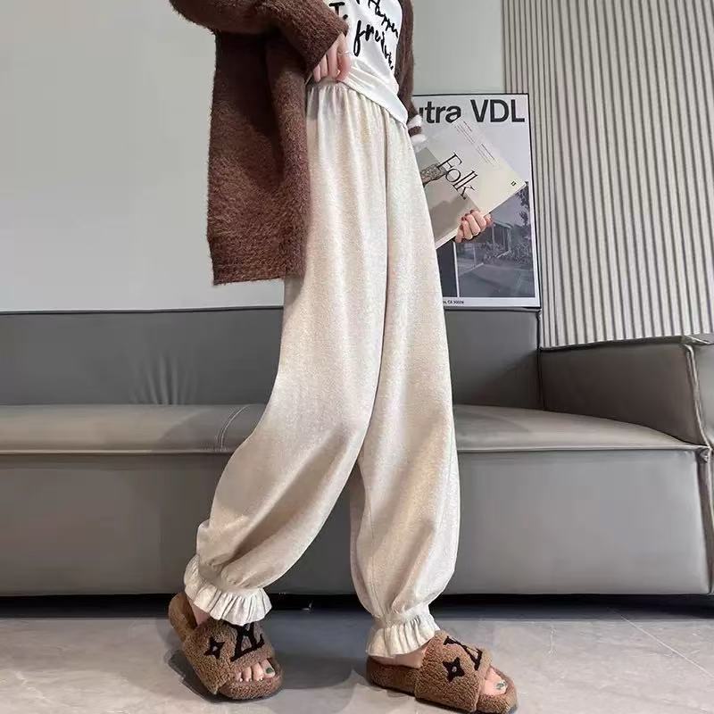 Damen bequeme Palazzohose aus glänzendem Material Drune
