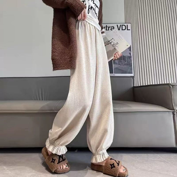 Damen bequeme Palazzohose aus glänzendem Material Drune
