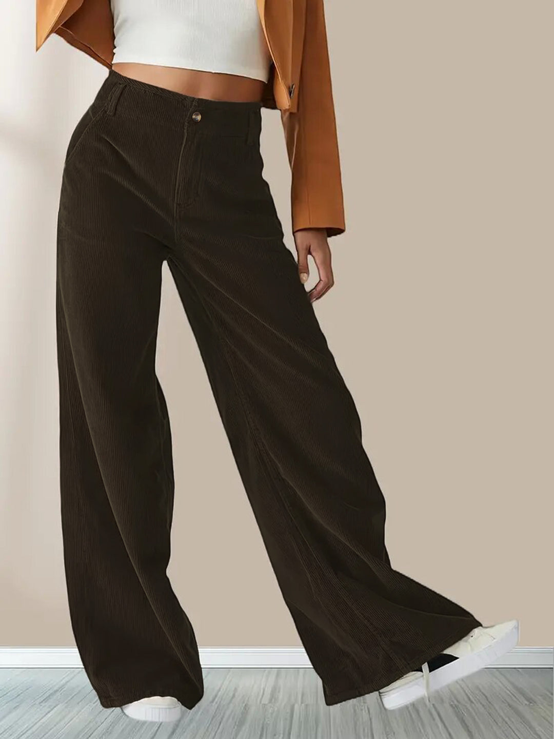 Damenweite Cordhose mit eleganter Bundfalten-Optik Drune