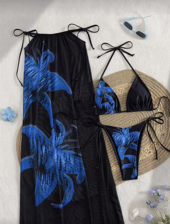 Damen Bikiniset mit elegantem Wickelrock und floralem Design Drune