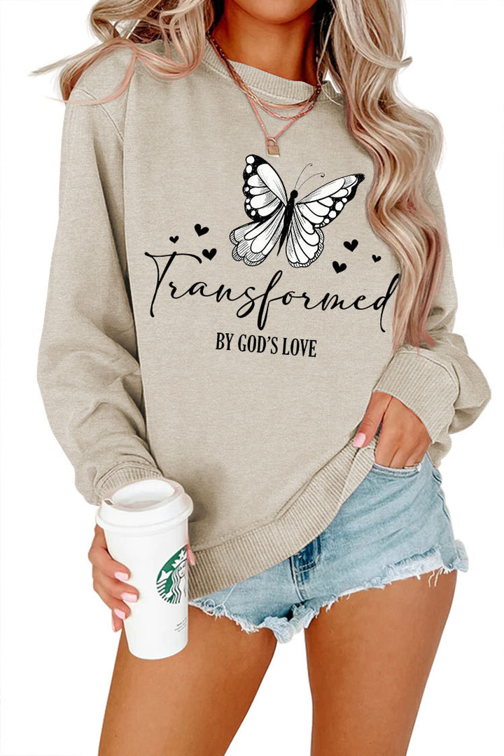 Damen Sweatshirt mit künstlerischem Schmetterlingsmotiv und inspirierendem Schriftzug Drune