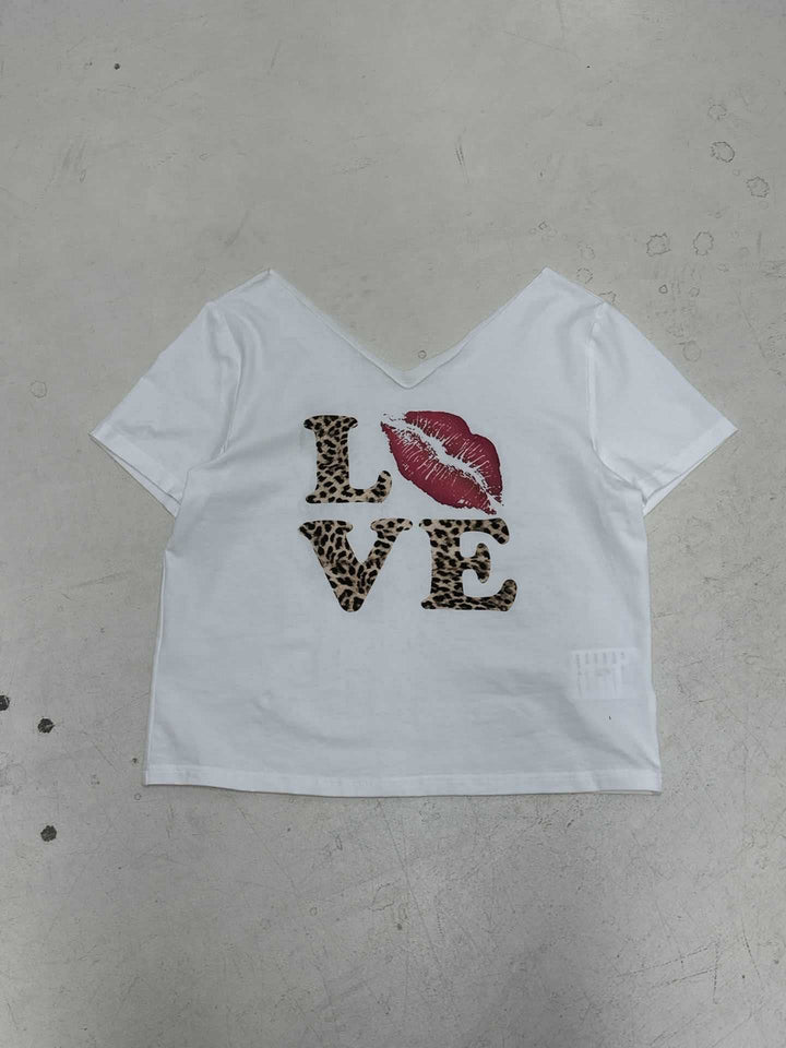 Damen lässiges Print-Shirt mit weitem Ausschnitt Drune