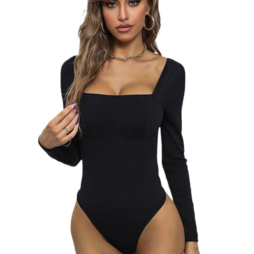 Damen Body mit quadratischem Ausschnitt und langen Ärmeln Drune